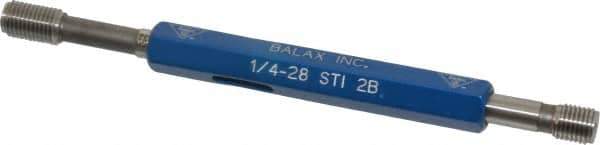 Made in USA - 1/4-28 Thread, High Speed Tool Steel, Class 2B, Plug Thread Insert Go/No Go Gage - Double Ended with Handle, Handle Size 1 - USA Tool & Supply