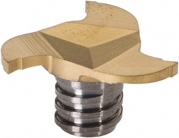 Iscar - MM GRIT Grade IC528 Carbide Groove Milling Tip Insert - TiCN/TiN Finish, 3 Flutes, 17.7mm Cutting Diam, 3.8mm Depth of Cut, 0.0079" Cnr Rad - USA Tool & Supply