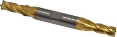 Atrax - 9/32", 11/16" LOC, 3/8" Shank Diam, 3-1/2" OAL, 4 Flute, Solid Carbide Square End Mill - Double End, TiN Finish, Spiral Flute, 30° Helix, Centercutting, Right Hand Cut - USA Tool & Supply