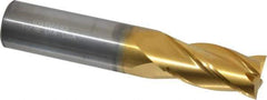 Atrax - 11/16", 1-3/8" LOC, 3/4" Shank Diam, 4" OAL, 4 Flute, Solid Carbide Square End Mill - Single End, TiN Finish, Spiral Flute, 30° Helix, Centercutting, Right Hand Cut, Right Hand Flute - USA Tool & Supply