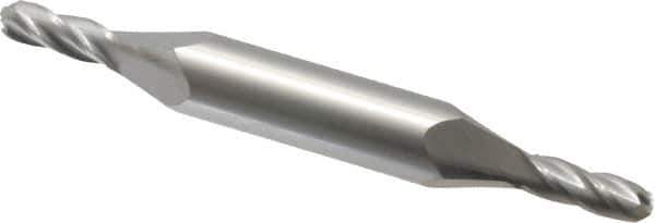 Atrax - 3/16" Diam, 1/2" LOC, 4 Flute Solid Carbide Ball End Mill - Uncoated, Double End, 3-1/4" OAL, 3/8" Shank Diam - USA Tool & Supply