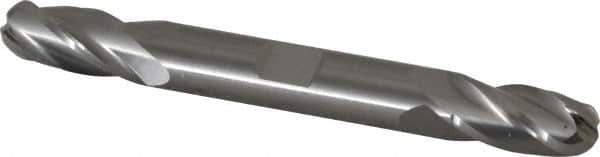 Atrax - 3/8" Diam, 3/4" LOC, 4 Flute Solid Carbide Ball End Mill - Uncoated, Double End, 3-1/2" OAL, 3/8" Shank Diam - USA Tool & Supply