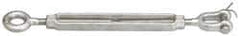 Made in USA - 3,500 Lb Load Limit, 5/8" Thread Diam, 6" Take Up, Stainless Steel Jaw & Eye Turnbuckle - 7-3/4" Body Length, 7/8" Neck Length, 16" Closed Length - USA Tool & Supply