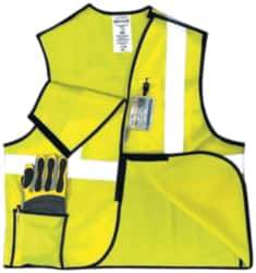 OccuNomix - Size 2XL High Visibility Yellow Solid Breakaway Vest - 48 to 50" Chest, ANSI 107-2015, Hook & Loop Closure, 3 Pockets, Polyester - USA Tool & Supply