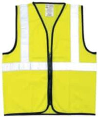 OccuNomix - Size M High Visibility Yellow Solid General Purpose Vest - 36 to 38" Chest, ANSI 107-2015, Zipper Closure, Polyester - USA Tool & Supply