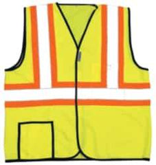 OccuNomix - Size L High Visibility Yellow Solid General Purpose Vest - 40 to 42" Chest, ANSI 107-2015, Hook & Loop Closure, 2 Pockets, Polyester - USA Tool & Supply