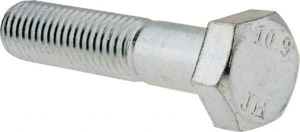 Value Collection - M12x1.75mm Metric Coarse, 55mm Length Under Head Hex Head Cap Screw - Partially Threaded, Grade 10.9 Alloy Steel, Zinc-Plated Finish, 19mm Hex - USA Tool & Supply