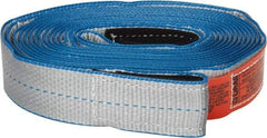 Lift-All - 20' Long x 2" Wide, 5,300 Lb Basket Capacity, 5,300 Lb Vertical Capacity, 1 Ply, Nylon Web Sling - Silver (Color) with Blue Edges - USA Tool & Supply