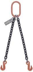 Lift-All - 5' Long x 4-1/2" Wide, 15,200 Lb Basket Capacity, Alloy Steel Web Sling - 15,200 Lb Choker Capacity, DOG Chain Sling, 3/8" Diam Chain, Natural, Double Style - USA Tool & Supply