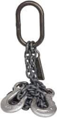 Lift-All - 5' Long x 3-1/2" Wide, 7,400 Lb Basket Capacity, Alloy Steel Web Sling - 7,400 Lb Choker Capacity, DOS Chain Sling, 9/32" Diam Chain, Natural, Double Style - USA Tool & Supply