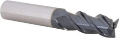 Iscar - 1/2", 1" LOC, 1/2" Shank Diam, 3" OAL, 3 Flute, Solid Carbide Square End Mill - Single End, TiAlN Finish, Spiral Flute, 45° Helix, Right Hand Cut, Right Hand Flute - USA Tool & Supply