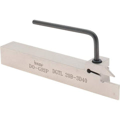 Iscar - External Thread, 0.3937" Max Depth of Cut, 3mm Min Groove Width, 140mm OAL, Left Hand Indexable Grooving Cutoff Toolholder - 20mm Shank Height x 20mm Shank Width, DGN Insert Style, DGT Toolholder Style, Series Do-Grip - USA Tool & Supply