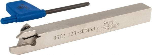 Iscar - External Thread, 0.94mm Max Cut of Depth, 3mm Min Groove Width, 120mm OAL, Right Hand Indexable Grooving Cutoff Toolholder - 12mm Shank Height x 12mm Shank Width, DGN/DGR Insert Style, DGT Toolholder Style, Series Do Grip - USA Tool & Supply