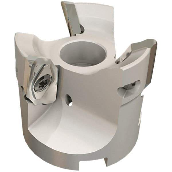 Iscar - 4 Inserts, 100mm Cut Diam, 32mm Arbor Diam, 15.8mm Max Depth of Cut, Indexable Square-Shoulder Face Mill - 0/90° Lead Angle, 55mm High, HM90 APCR 1605 Insert Compatibility, Through Coolant, Series Helialu - USA Tool & Supply