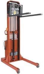 Wesco Industrial Products - 2,000 Lb Capacity, 86" Lift Height, Battery Operated Lift - 1-1/2" Lowered Height, 18" Load Center, 30" Fork Length, 36" Overall Width - USA Tool & Supply