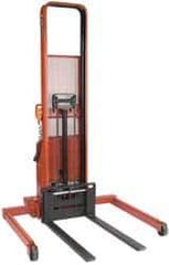 Wesco Industrial Products - 2,000 Lb Capacity, 76" Lift Height, Battery Operated Lift - 1-1/2" Lowered Height, 24" Load Center, 42" Fork Length - USA Tool & Supply