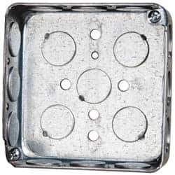 Cooper Crouse-Hinds - 1 Gang, (17) 1/2" Knockouts, Steel Square Outlet Box - 4" Overall Height x 4" Overall Width x 1-1/4" Overall Depth - USA Tool & Supply