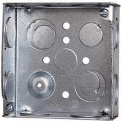 Cooper Crouse-Hinds - 1 Gang, (12) 1/2 & 3/4" Knockouts, Steel Square Outlet Box - 4" Overall Height x 4" Overall Width x 1-1/2" Overall Depth - USA Tool & Supply