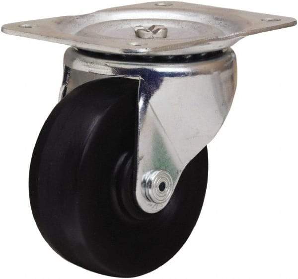 Hamilton - 4" Diam x 1-1/2" Wide x 5" OAH Top Plate Mount Swivel Caster - Hard Rubber, 300 Lb Capacity, Self-Lubricating Bearing, 4 x 5-1/8" Plate - USA Tool & Supply