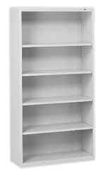 Tennsco - 5 Shelf, 66" High x 34-1/2" Wide Bookcase - 13-1/2" Deep, Steel, Putty - USA Tool & Supply