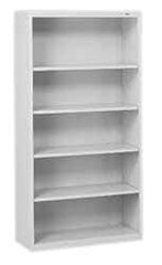 Tennsco - 5 Shelf, 66" High x 34-1/2" Wide Bookcase - 13-1/2" Deep, Steel, Putty - USA Tool & Supply