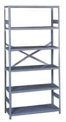 Tennsco - 6 Shelf Commercial Grade Open Steel Shelving - 300 Lb Capacity, 36" Wide x 75" High x 24" Deep, Medium Gray - USA Tool & Supply