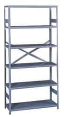 Tennsco - 6 Shelf Commercial Grade Open Steel Shelving - 300 Lb Capacity, 36" Wide x 75" High x 12" Deep, Medium Gray - USA Tool & Supply