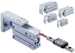 SMC PNEUMATICS - 20mm Bore x 30mm Stroke Compact Slide Cylinder - 101.5 Max psi, 14 to 158°F, M5x0.8 Port, 98mm Long x 32mm Wide x 64.5mm High - USA Tool & Supply
