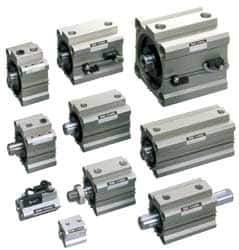 SMC PNEUMATICS - 1-9/16" Stroke x 1-1/2" Bore Double Acting Air Cylinder - 1/8 Port, 3/8-24 Rod Thread, 145 Max psi, 15 to 160°F - USA Tool & Supply