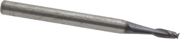 SGS - 5/64", 3/16" LOC, 1/8" Shank Diam, 1-1/2" OAL, 2 Flute, Solid Carbide Square End Mill - Single End, AlTiN Finish, Spiral Flute, 30° Helix, Centercutting, Right Hand Cut, Right Hand Flute, Series 3 - USA Tool & Supply