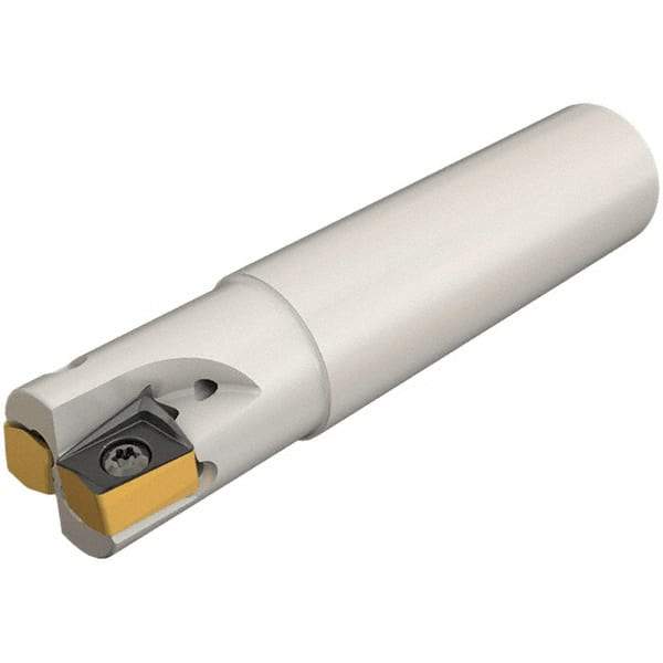 Iscar - 25mm Cut Diam, 12mm Max Depth of Cut, 25mm Shank Diam, 110mm OAL, Indexable Square Shoulder Helical End Mill - HM90 AP.. 1003.. Inserts, Weldon Shank, 90° Lead Angle, Through Coolant, Series Helido - USA Tool & Supply