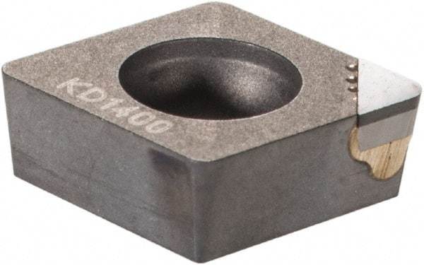 Kennametal - CCGW32.52 F Grade KD1400 Polycrystalline Diamond (PCD) Turning Insert - 80° Diamond, 3/8" Inscr Circle, 5/32" Thick, 1/32" Corner Radius - USA Tool & Supply