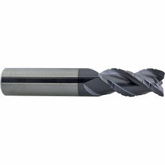 ProMax - 3/8" Diam, 5/8" LOC, 3 Flute Solid Carbide Roughing & Finishing Corner Radius End Mill - AlTiN Finish, 2" OAL, 3/8" Shank Diam, Weldon Shank, 40° Helix, Centercutting - USA Tool & Supply