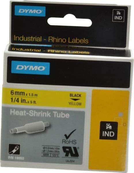 Dymo - 60" Long, Yellow Heat Shrinkable Polyolefin Heat Shrink Tubing - For RhinoPRO 3000 - USA Tool & Supply