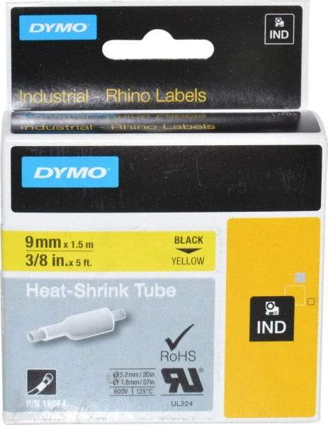 Dymo - 60" Long, Yellow Heat Shrinkable Polyolefin Heat Shrink Tubing - For RhinoPRO 3000 - USA Tool & Supply