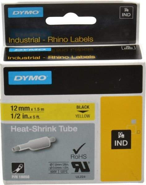 Dymo - 60" Long, Yellow Heat Shrinkable Polyolefin Heat Shrink Tubing - For RhinoPRO 3000 - USA Tool & Supply