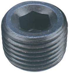 Made in USA - 1/4-18, 1/4" OAL, Alloy Steel Socket Pressure Plug - Uncoated, 7/8" Taper per Foot, 1/4" Hex Key - USA Tool & Supply