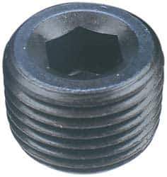 Made in USA - 3/8-18, 1/2" OAL, Alloy Steel Socket Pressure Plug - Uncoated, 3/4" Taper per Foot, 5/16" Hex Key - USA Tool & Supply