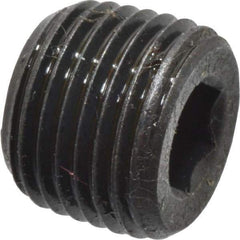Made in USA - 1/8-27, 5/16" OAL, Alloy Steel Socket Pressure Plug - Uncoated, 3/4" Taper per Foot, 3/16" Hex Key - USA Tool & Supply