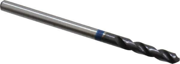 Accupro - 7/64" 120° Spiral Flute Cobalt Screw Machine Drill Bit - TiAlN Finish, Right Hand Cut, 16mm Flute Length, 46mm OAL, Split Point, Straight Shank - USA Tool & Supply