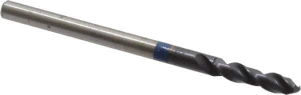 Accupro - #34 120° Spiral Flute Cobalt Screw Machine Drill Bit - TiAlN Finish, Right Hand Cut, 16mm Flute Length, 46mm OAL, Split Point, Straight Shank - USA Tool & Supply