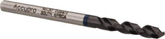 Accupro - #30 120° Spiral Flute Cobalt Screw Machine Drill Bit - TiAlN Finish, Right Hand Cut, 18mm Flute Length, 49mm OAL, Split Point, Straight Shank - USA Tool & Supply