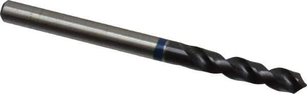 Accupro - #20 120° Spiral Flute Cobalt Screw Machine Drill Bit - TiAlN Finish, Right Hand Cut, 22mm Flute Length, 55mm OAL, Faceted Point, Straight Shank - USA Tool & Supply