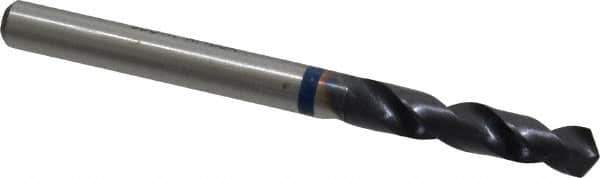 Accupro - #7 120° Spiral Flute Cobalt Screw Machine Drill Bit - TiAlN Finish, Right Hand Cut, 26mm Flute Length, 62mm OAL, Faceted Point, Straight Shank - USA Tool & Supply