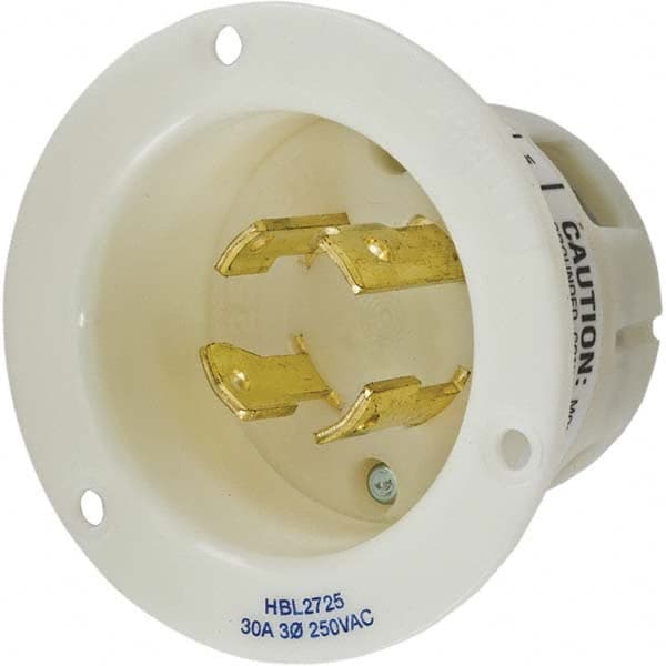 Hubbell Wiring Device-Kellems - 3-Phase Delta 250 VAC 30A NEMA L15-30P Industrial Twist Lock Inlet - USA Tool & Supply