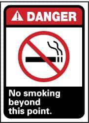 NMC - "Danger - No Smoking Beyond This Point", 14" Long x 10" Wide, Rigid Plastic Safety Sign - Rectangle, 0.05" Thick, Use for Accident Prevention - USA Tool & Supply