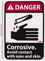 NMC - "Danger - Corrosive - Avoid Contact with Eyes and Skin", 10" Long x 7" Wide, Pressure-Sensitive Vinyl Safety Sign - Rectangle, 0.004" Thick, Use for Accident Prevention - USA Tool & Supply