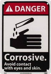 NMC - "Danger - Corrosive - Avoid Contact with Eyes and Skin", 10" Long x 7" Wide, Rigid Plastic Safety Sign - Rectangle, 0.05" Thick, Use for Accident Prevention - USA Tool & Supply