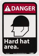 NMC - "Danger - Hard Hat Area", 10" Long x 7" Wide, Rigid Plastic Safety Sign - Rectangle, 0.05" Thick, Use for Accident Prevention - USA Tool & Supply