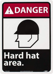 NMC - "Danger - Hard Hat Area", 14" Long x 10" Wide, Rigid Plastic Safety Sign - Rectangle, 0.05" Thick, Use for Accident Prevention - USA Tool & Supply